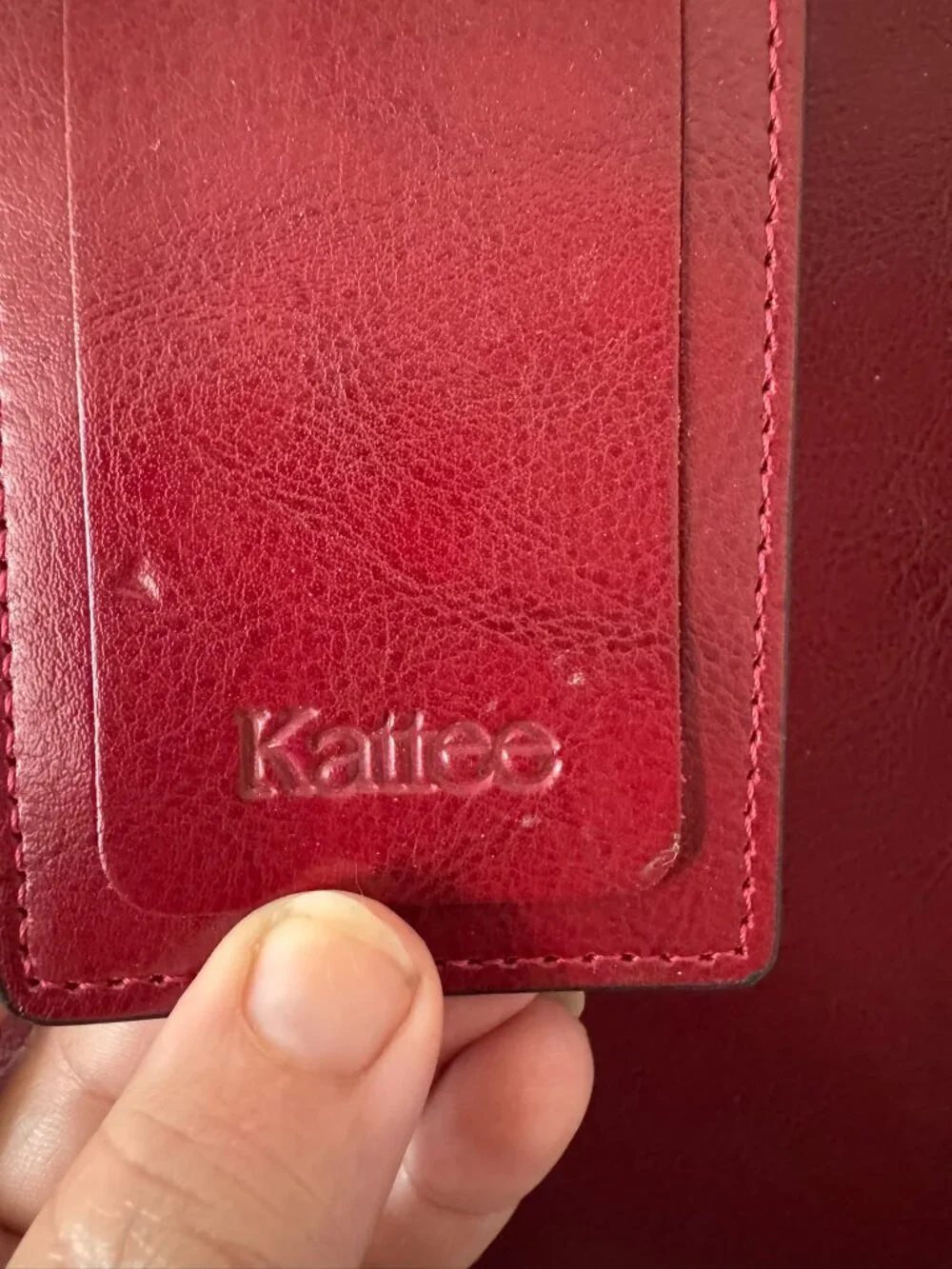 Kattee Red Leather Computer Bag. Like New
